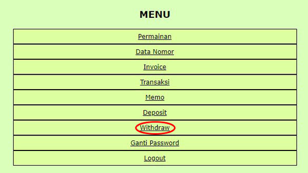 Menu Withdraw WAP / HP